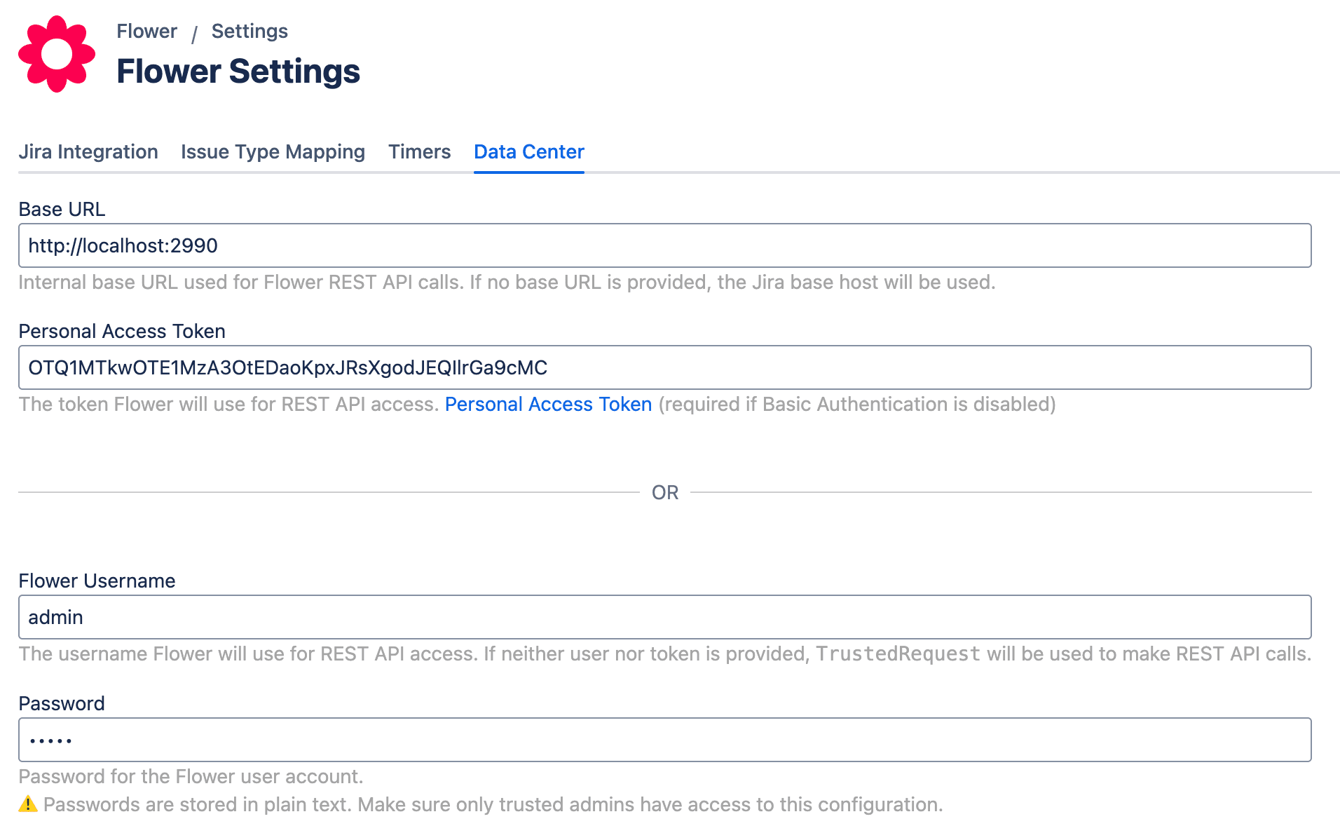 Flower settings for Jira Data Center