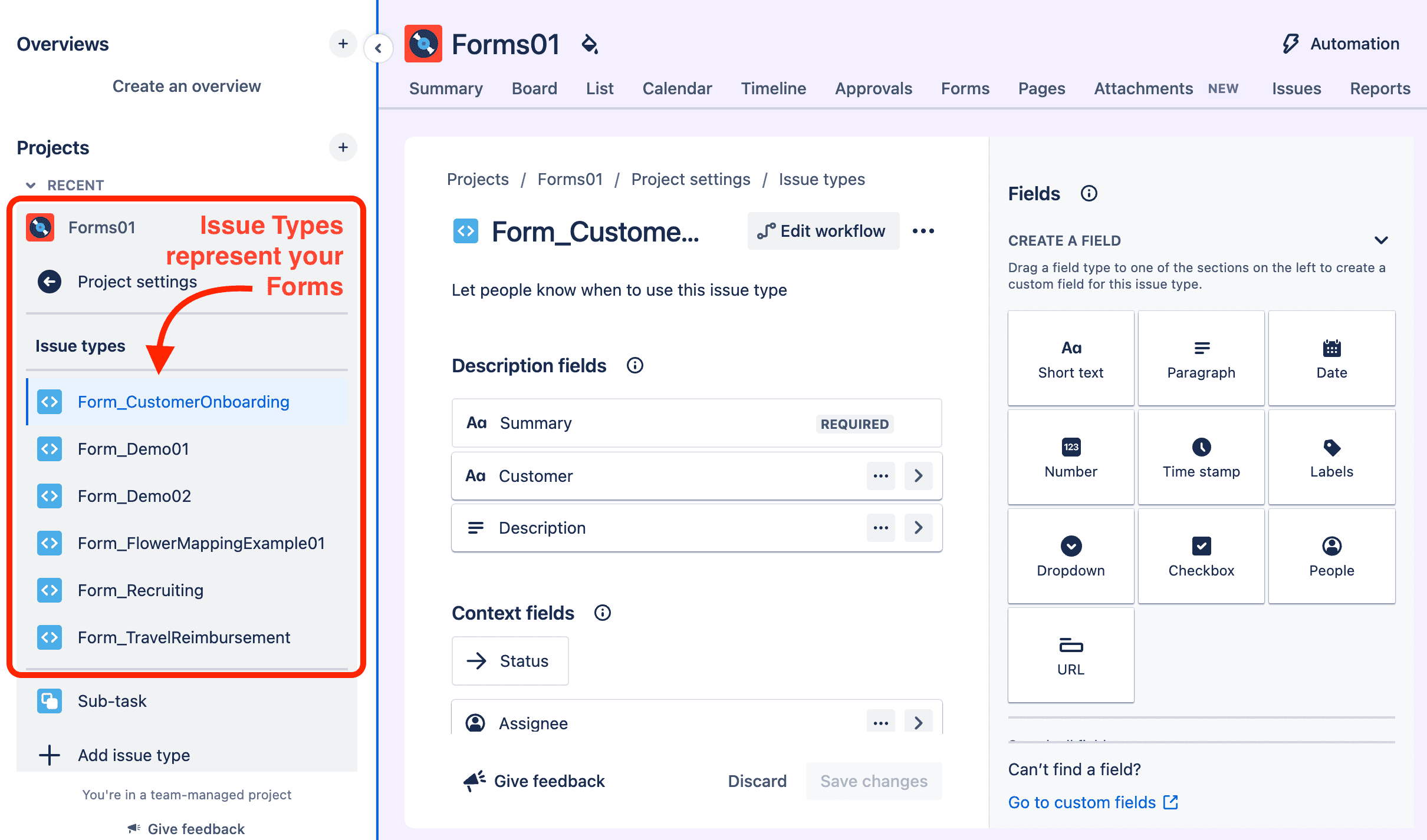 Jira Form Project holding all Flower Forms