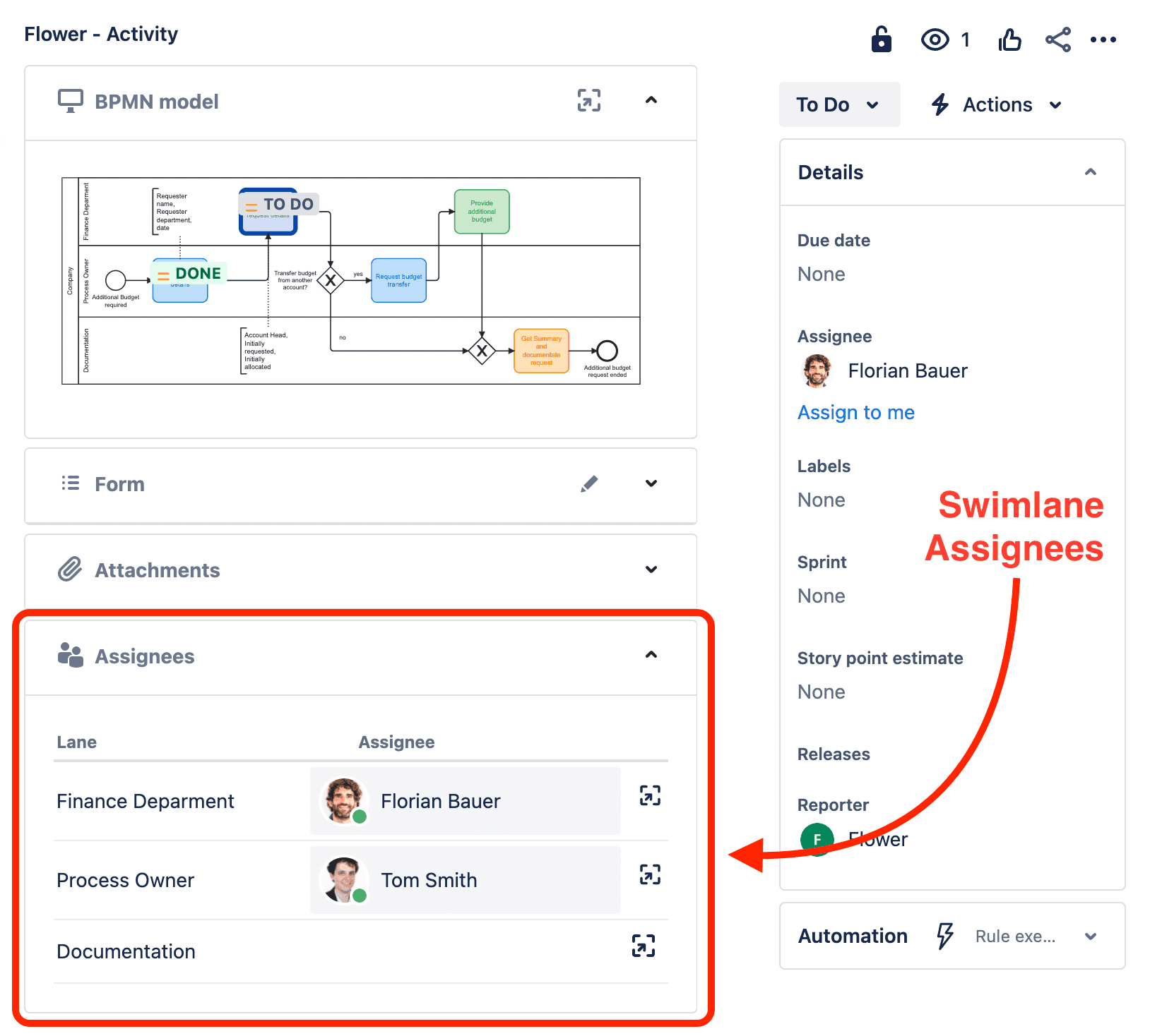 Flower Form Context in a Jira Issue screen