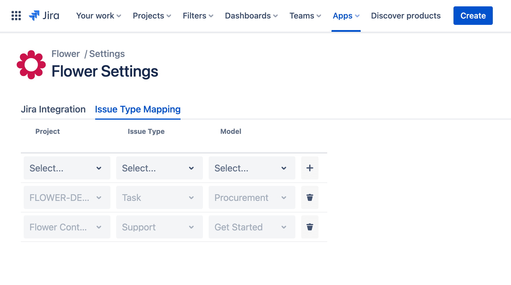 Flower BPM Issue Type Mapping