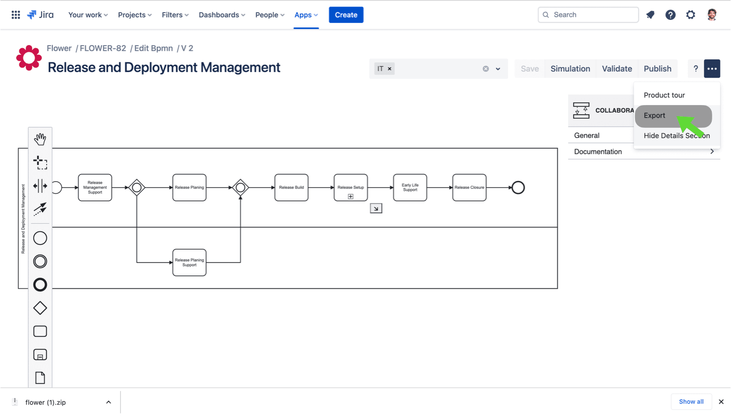 How to export a Flower BPMN model